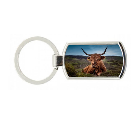 Highland Cow Lying Down Keyring